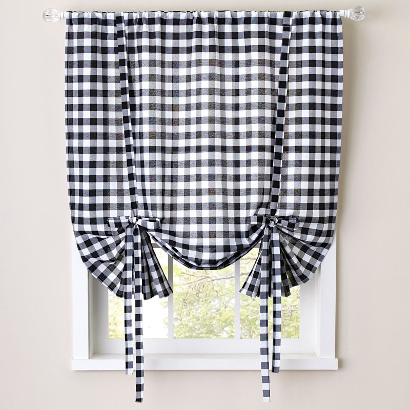 Cid Sheer Single Curtain Panel, Black/White