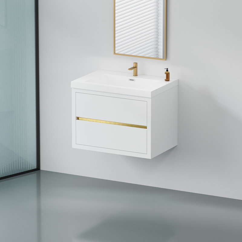 Meuble-lavabo mural avec lavabo, Blanc lustré