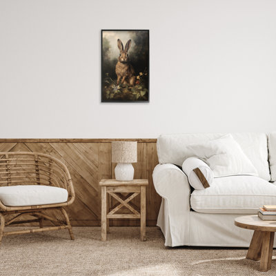 Bunny in Nature Black Framed Giclee Art by Petal Prints Design