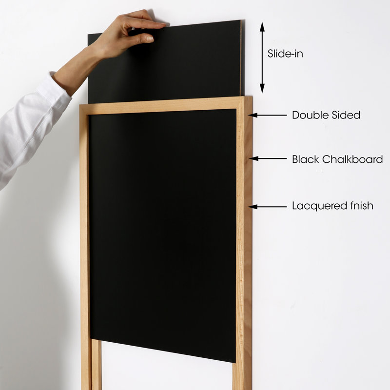 Wall Fiberboard Reversible Mini - Up To 2' Chalkboard, Natural Wood