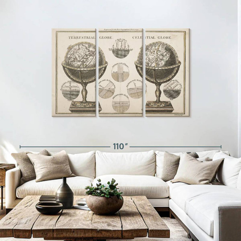 Oberle Antique Globes Neutral, 48" H x 74" W