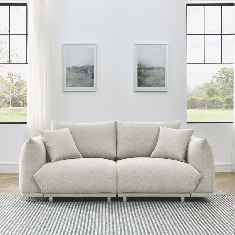 Hassi Upholstered 88'' Loveseat, 31" H x 78.25" W x 35" D, Beige 100% Polyester