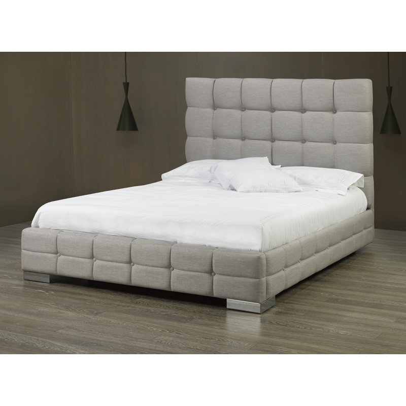 Lit plateforme tapissier Stollings, Double, Cuir - Espresso