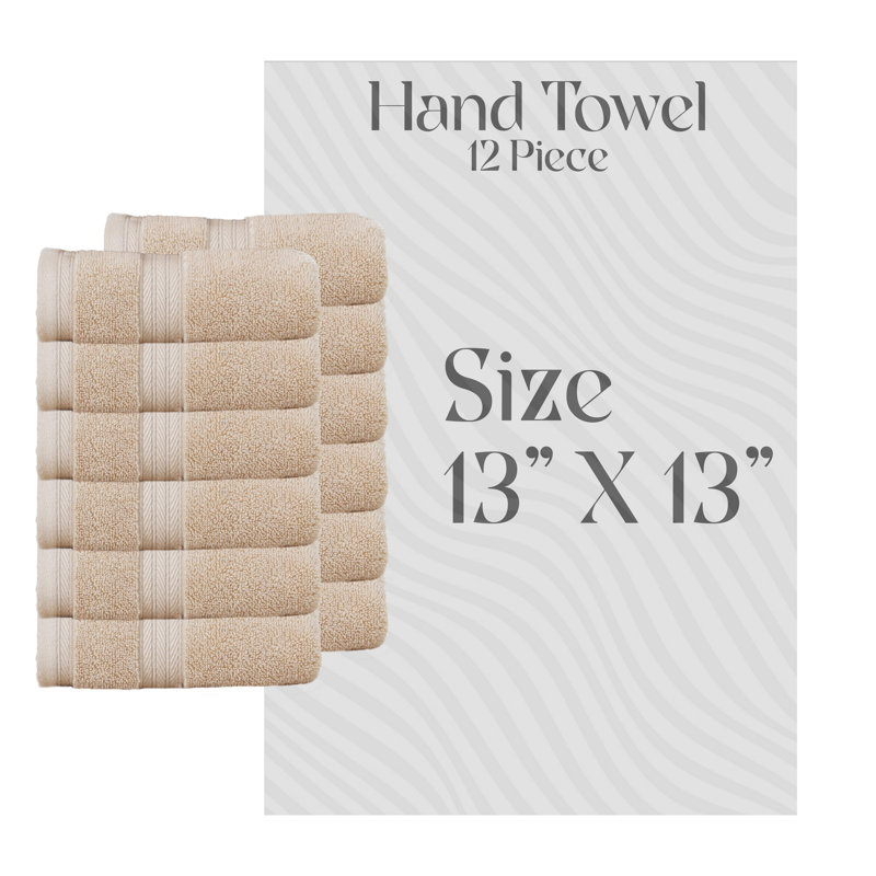Elegance Essentials 550GSM 100% Cotton Zero Twist Super Absorbent Wash Cloth (Set of 12) - 13"x13", Linen