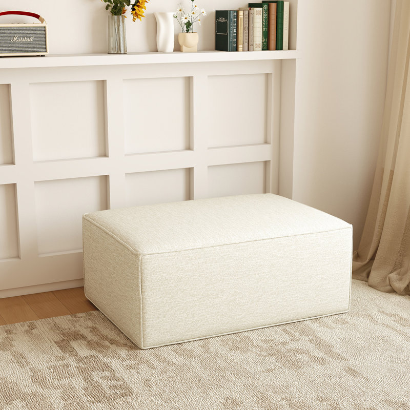 Compression Comfy Cloud 38" Velvet Sofa Ottoman, Beige