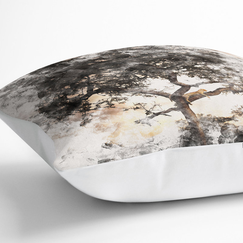 Leopard Siesta Watercolour Cushion with Filling, 40cm H x 40cm W x 15cm D, White
