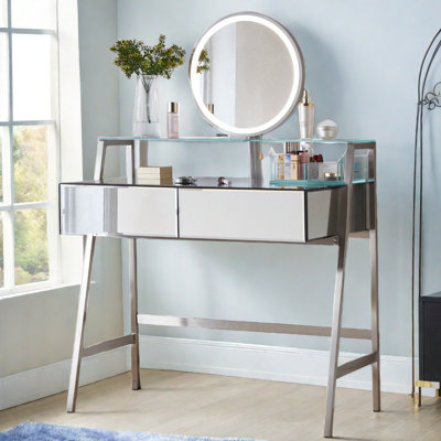 Meuble-lavabo avec miroir lumineux, 2 tiroirs, 1 tablette ouverte, boîtes de rangement et station de charge Freelin
