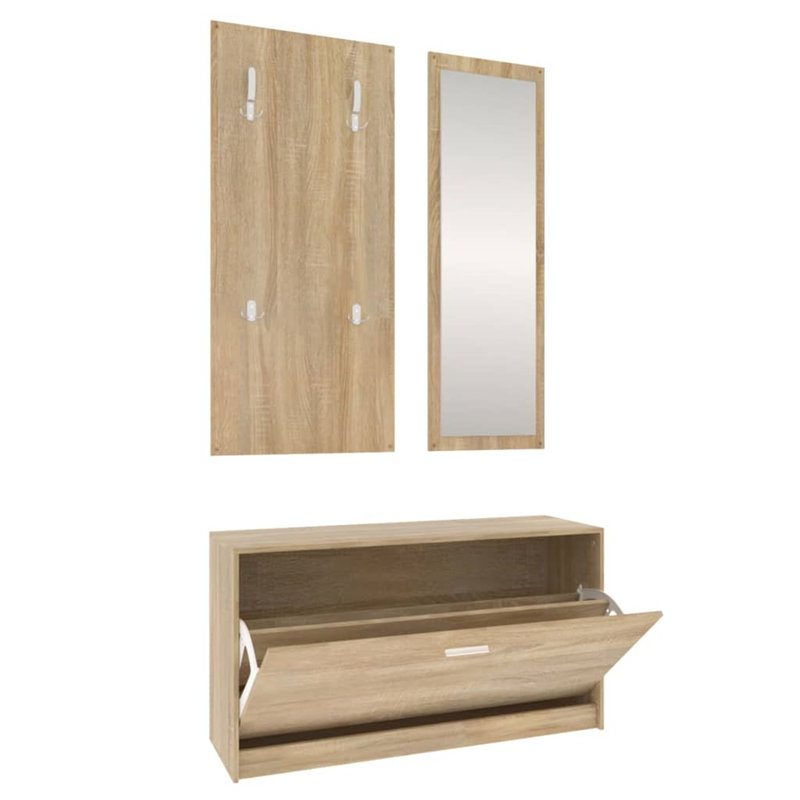 Ruban 8 Pair Shoe Storage Cabinet, Natural Wood
