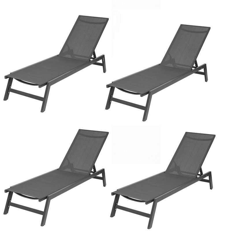 Chaise longue sans accoudoirs en métal Emris, gris