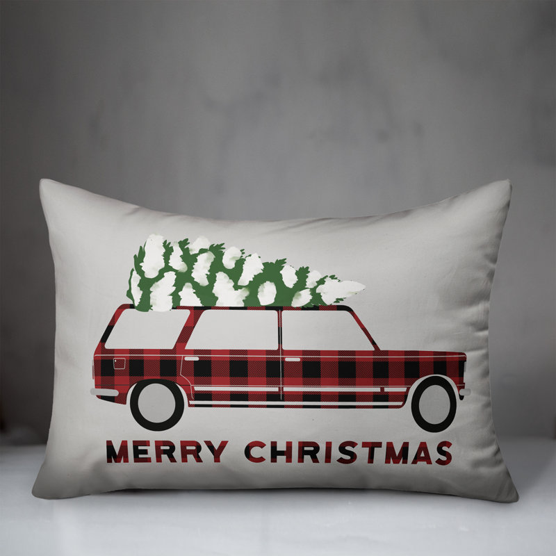  Housse de coussin lombaire Christmas Car, Polyester/ Bourre en polyester
