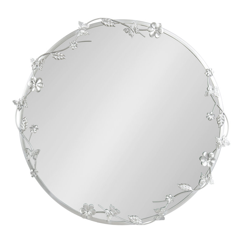 Rosella Round Ornate Wall Mirror, Silver
