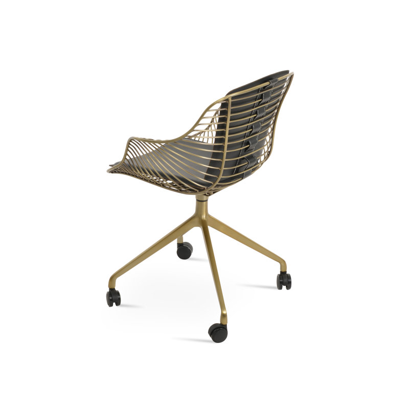 Fauteuil pivotant avec roulettes Zebra Spider, Noir, Laiton