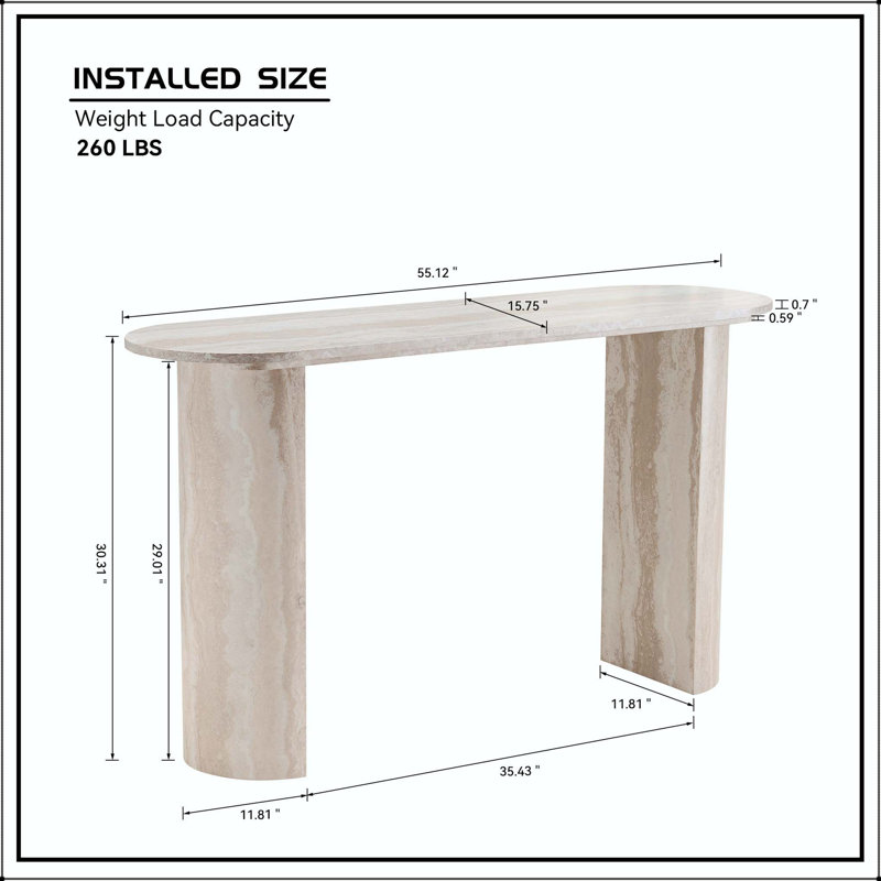 55.12" Faux Mars Marble Pattern Console Table - Modern Design