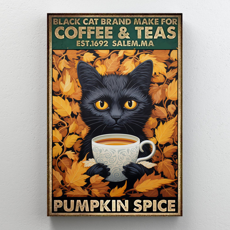 " Black Cat Coffee And Teas ", 20" H x 16" W x 1.25" D