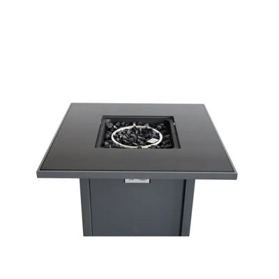 25'' H 30'' W Steel Outdoor Fireplace Table With Extendable Lid, 40000 , 8 Hr Burn, Push-Button Ignite, Gray Modern Design Fire Pit Observable Output, 8-Hour Burn Time, Ignition, Look