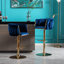 Tabourets de bar 2, revêtement en velours bleu marine, pieds dorés, repose-pieds et base, hauteur réglable de 2, siège, repose-pieds de base, mécanisme
