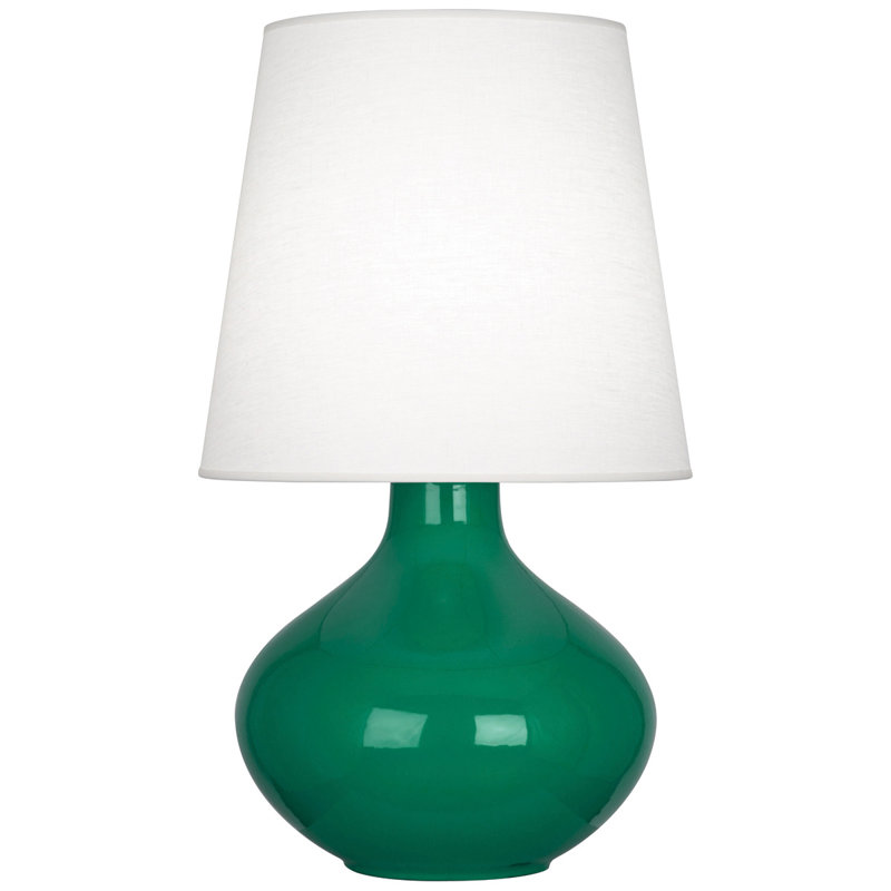 June Ceramic Table Lamp, Oyster Linen, Pumpkin