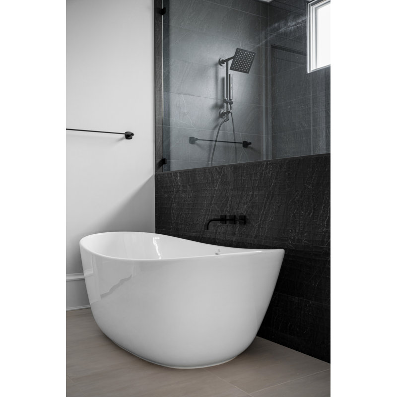 59" x 32" Freestanding Soaking Solid Surface Bathtub, Polished