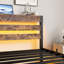 Lit plateforme simple avec tête de lit, bâbord, à DEL, sans sommier, métal robuste, lit robuste à extension de rangement sous le lit, option de charge, lumières à DEL, lattes de métal robustes,-1155903268-1155903264