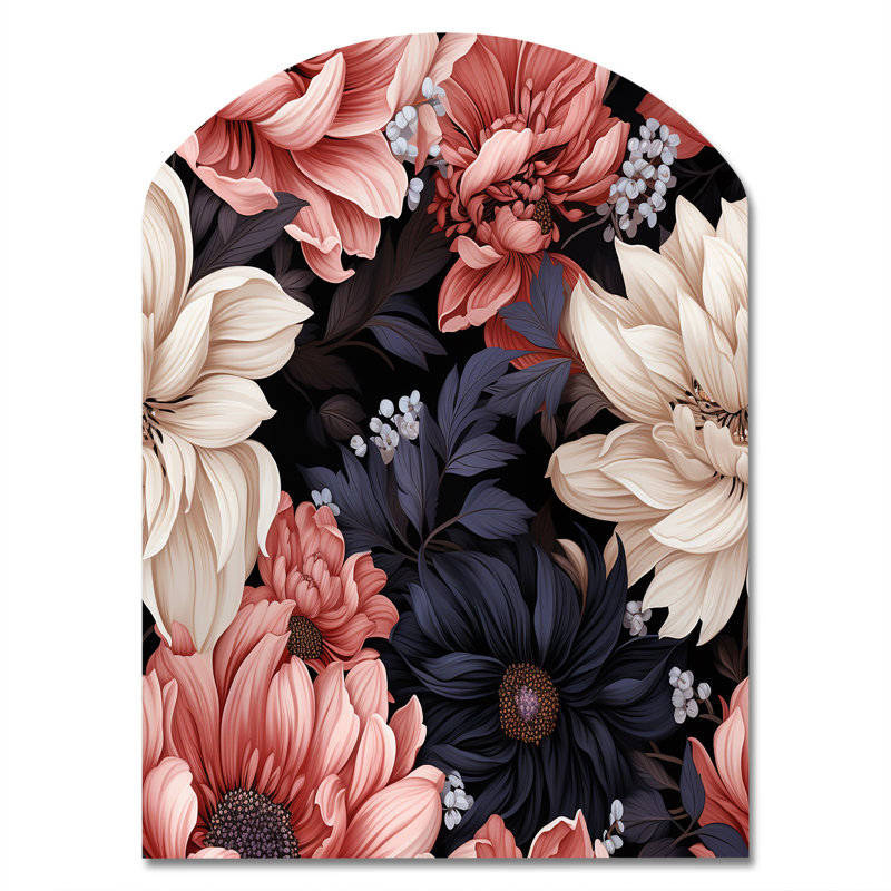 Garwood - art mural en métal arche florale, reproduction d'art asymétrique rose en métal, H 34 po x l 25 po