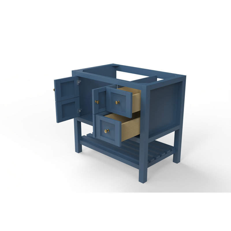 Base de meuble-lavabo simple 35 po Venice, Bleu/doré