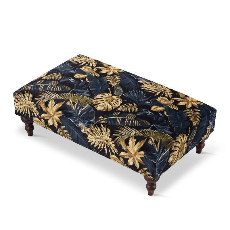 Jemotte Velvet Rectangle Striped Cocktail Ottoman