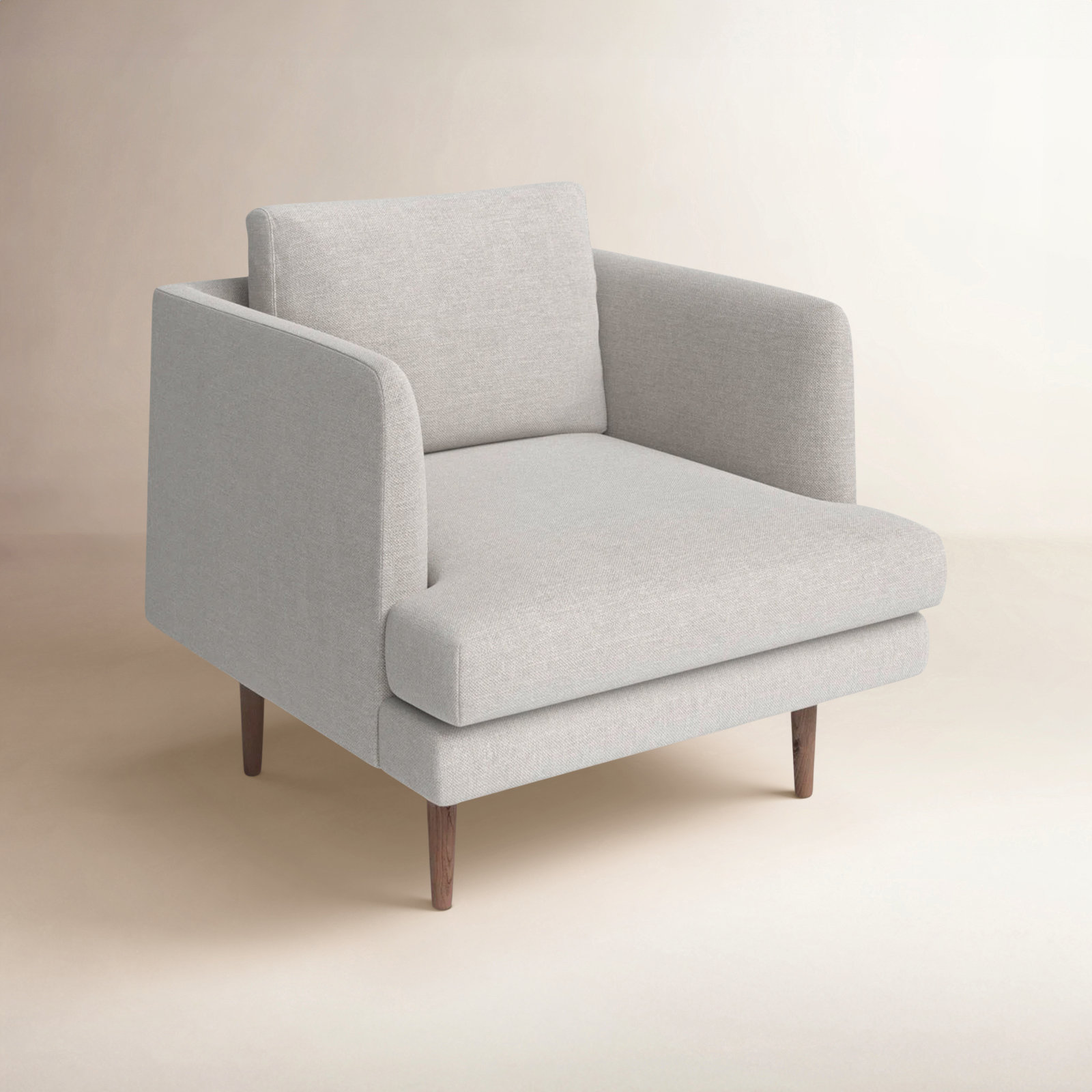 Miller Walnut Armchair, Light Gray Linen Blend 