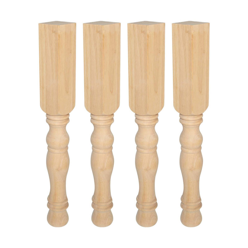 Pieds carrés en érable massif 34-1 / 2 po x 4 po Granham Island, paquet de 4, Bois franc