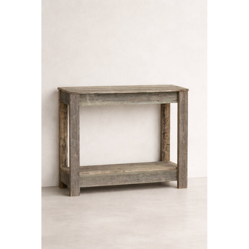 Reclaimed Wood Narrow Console Table Natural Handmade Rustic Entryway Table 30" W x 10" D x 30" H, Natural