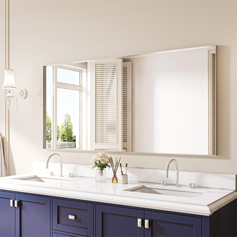Metal Rectangle Mirror, 28" x 60", Silver