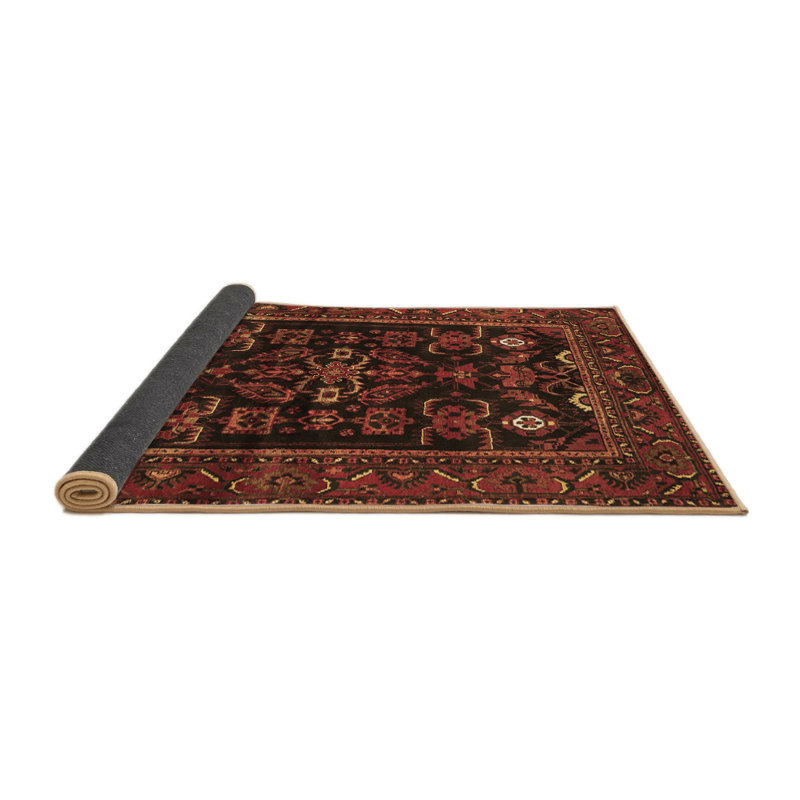 Tapis oriental brun / noir tissé à la machine, Rond 4 pi