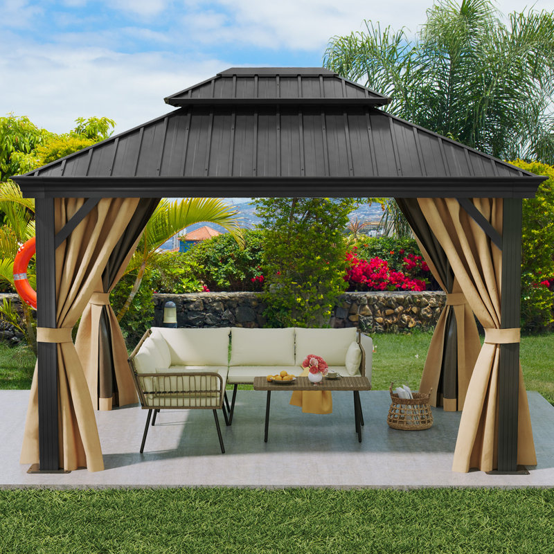 Pavillon de jardin en métal, 12 pi x 10 pi