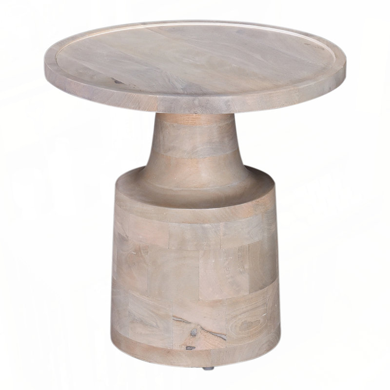 Table d'appoint ronde en bois massif avec base à piédestal, table d'appoint pour canapé de salon, brun clair