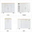 Îlot de cuisine cannelé avec armoire de rangement pour poubelle, prise de courant, 5 roulettes, 3 tiroirs, 3 supports latéraux ouverts pour poubelle de 10 gallons-1462809666