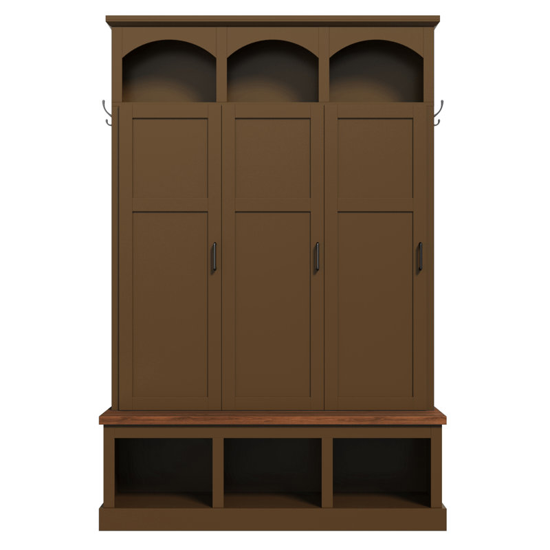 Classic All-In-One Hall Tree With 7 Hooks, Brown