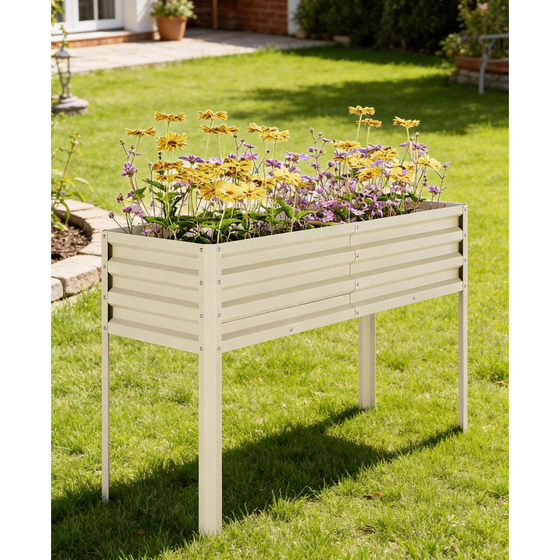 Lit de jardin surélevé surélevé, avec pieds, Beige