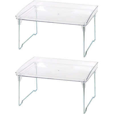  Organisateur de tablette de comptoir pliable à 1 tablette, organisateur de comptoir en plastique empilable transparent pour la cuisine, le garde-manger et la salle de bain, 1222-2