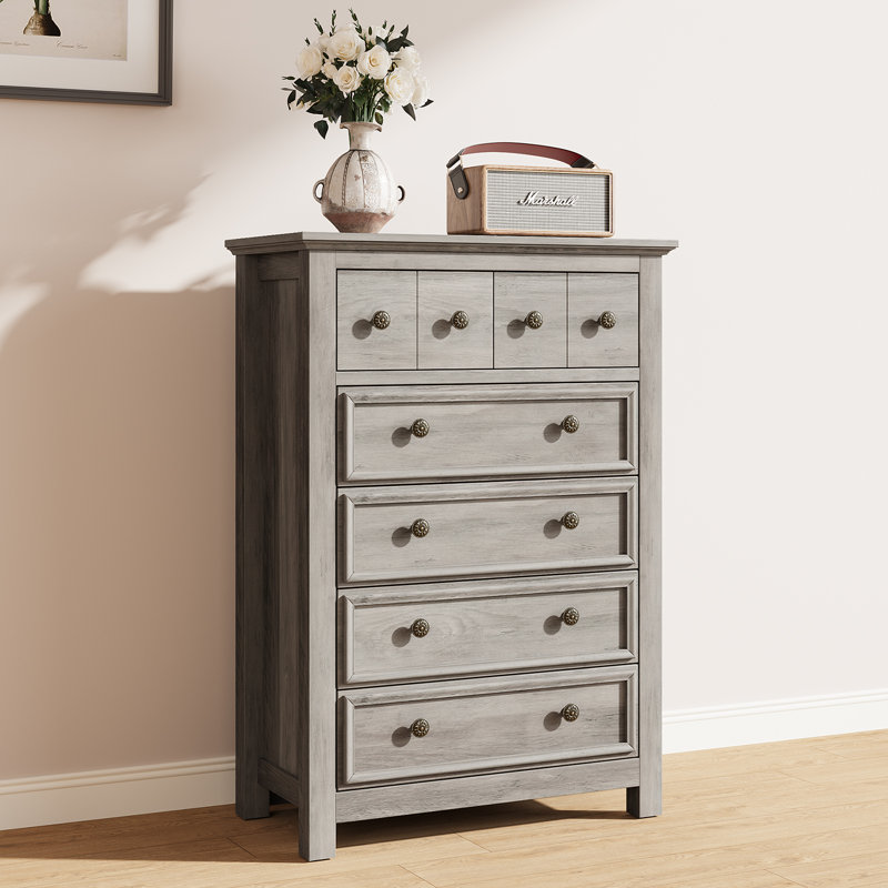 Commode verticale à 6 tiroirs H 44,7 po Winston Porter, commode verticale, commode grise