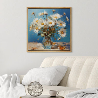 «Daisy Flower In A Vase View», reproduction d'art sur toile encadrée