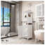 Armoire de rangement 52 po en bambou blanc pour salle de bain - Tour à linge polyvalente avec tablettes ouvertes et armoire fermée