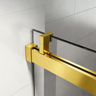 Porte de douche coulissante simple, largeur 56 à 60 po, hauteur 76 po, verre trempé 1/4 po 6 mm, fermeture en douceur, résistance à la corrosion dorée 24D01-60Gx 6 mm, barrière étanche, performance fiable
