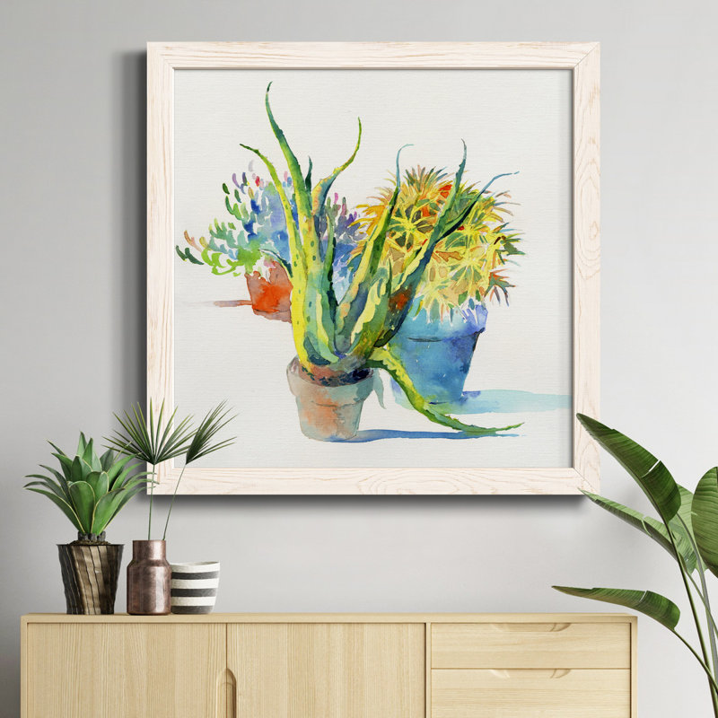 Poppy Party - Peinture sur toile encadrée, H 27,5 po x l 27,5 po x P 1,5 po, Cadre blanc