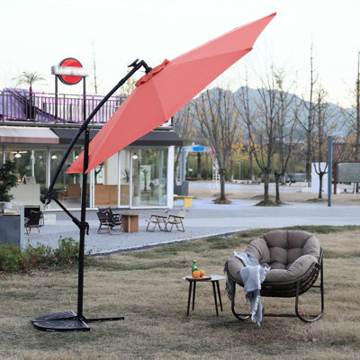 Parasol orange à énergie solaire de 10 pi, mât amovible pour un rangement facile du parasol solaire - 40 pi intégré, stabilité, cour et pelouse