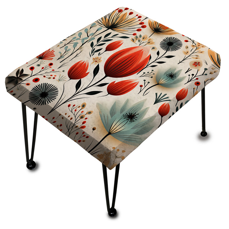 Simplicity Nordic Red Floral Dreams - Floral Rectangle Ottoman