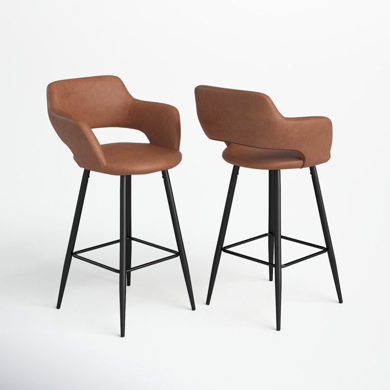 Lake Upholstered Counter Stool with Metal Frame, Brown, Counter Stool (25" Seat Height)