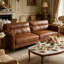 86.61" Oiled Leather Sectional Sofa, 3 Seater Recliner Sofa With Modern Design, Comfortable And Stylish Living Room Furniture