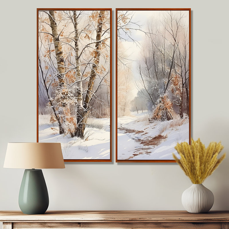 «Trees Charm In Winter - Trees», art mural sur toile, H 32 po x l 32 po, Reproduction encadrée sans passe-partout, Brun