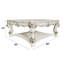 Table carrée Vendome avec pieds à volutes, finition perle antique