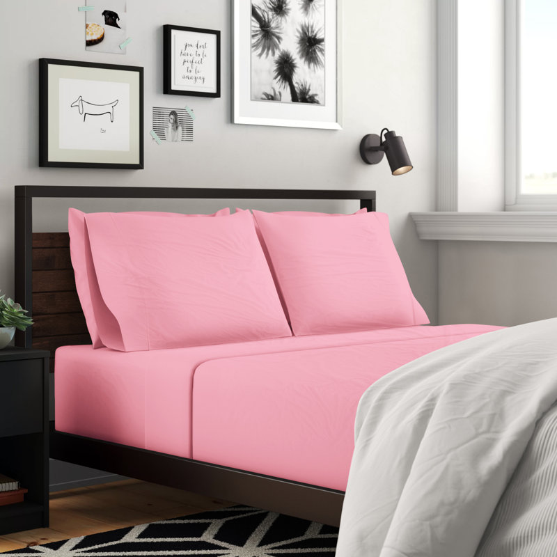 Brushed Microfiber Breathable Wrinkle Resistant Sateen Sheet Set, King Sheet Set + 1 Fitted Sheet + 2 Pillowcases, Pink