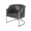 Chaise rembourrée en cuir anthracite et argent avec dossier courbé